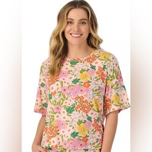 Cuddle duds size XXL ribbed with bell short sleeves floral